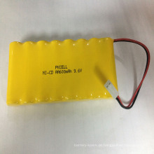 Bloco da bateria recarregável de Ni-Cd AA600 9.6V 600mah com cabo e conector